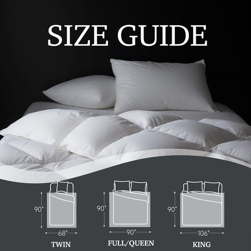 Hotel Grand Luxury White Goose Down Comforter - King Size, 100% Cotton, All-Season, Fluffy Warmth, White 106x90 Inch