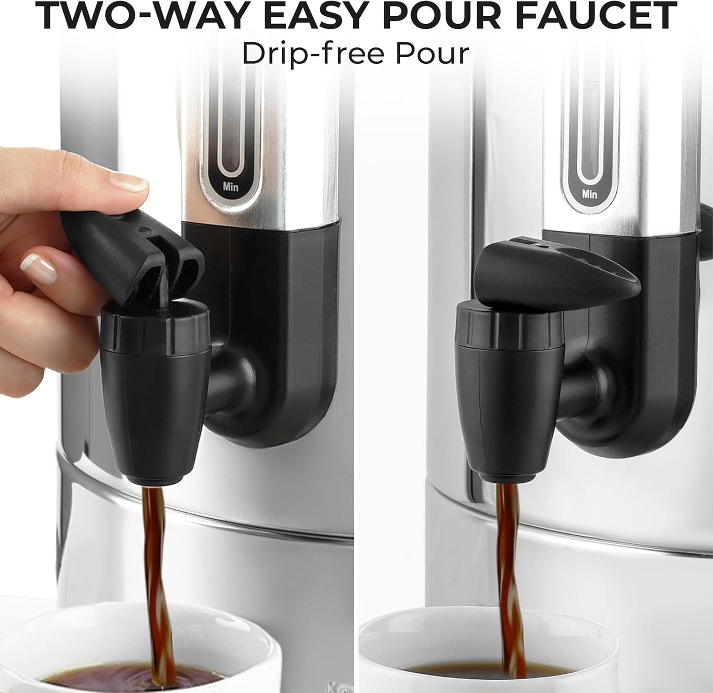 Zulay 100-Cup Coffee Maker | Commercial Grade Hot Water Urn with Double-Wall Stainless Steel - Quick Brew, Silver
