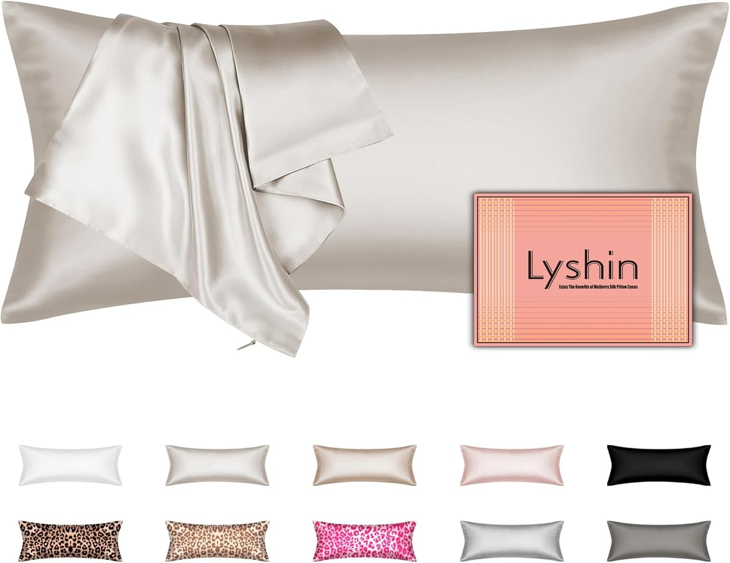 Skiennix Silk Body Pillow Cover - Ultra Smooth & Breathable Cooling Satin | Beige (20x54 Inches)