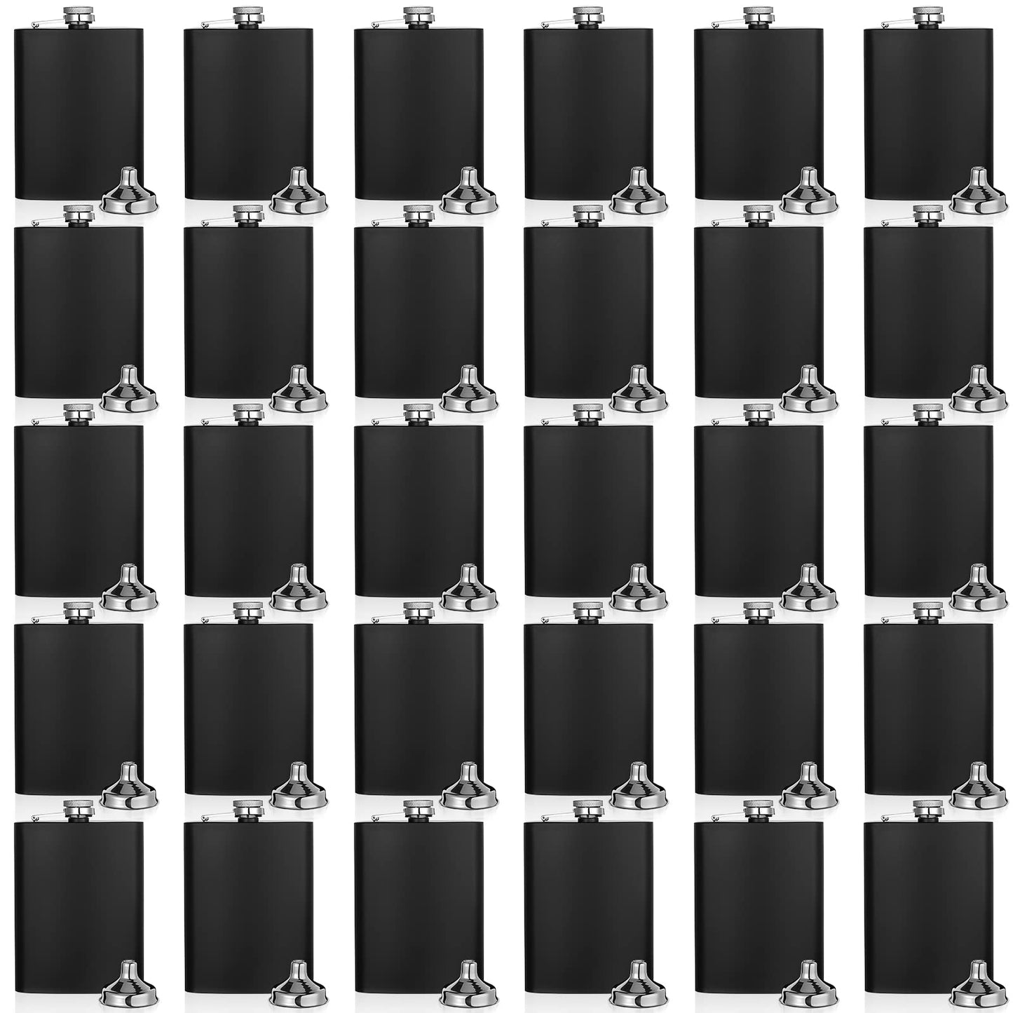 Hoolerry 30 Pieces Hip Flasks Set Stainless Steel Liquor Flask with Funnel Metal Leak Proof Flask Pocket Whiskey Flasks for Men Women Bridesmaid Wedding Party Supplies (Matte Black, 8 oz)