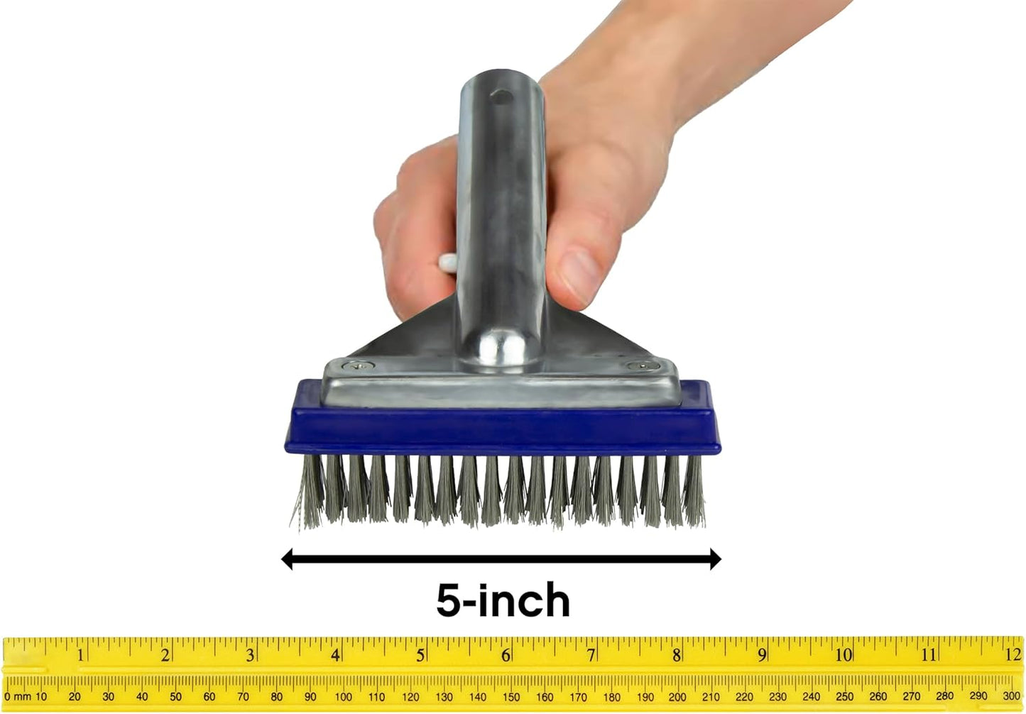 Poolmaster 5-Inch Stainless Steel Pool Algae Brush - Heavy-Duty Aluminum Back for Gunite Pools & Spas