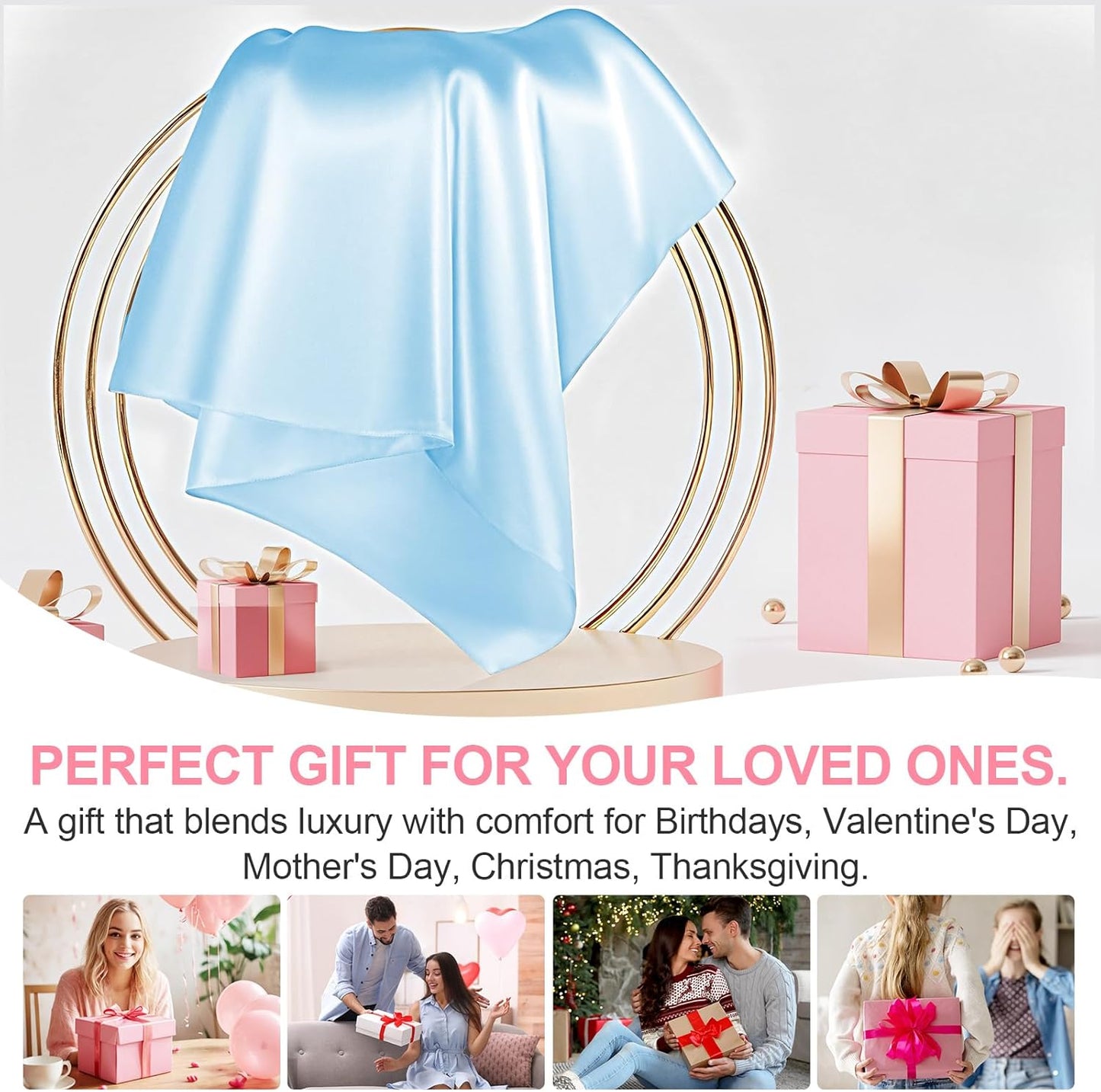 Skiennix Mulberry Silk Pillowcase - Standard Size, Hidden Zipper, Soft & Breathable | Sky Blue