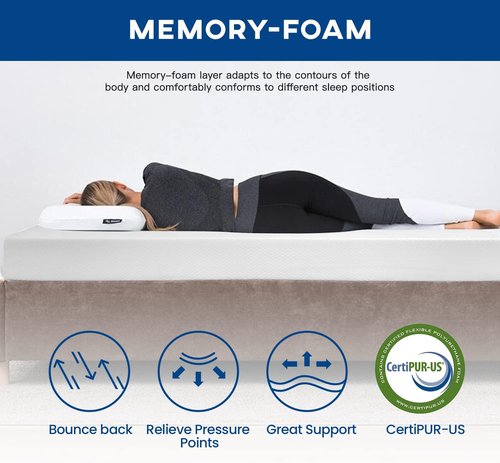 FDW 6-Inch Gel Memory Foam Mattress - Medium Firm | CertiPUR-US Certified | Pressure Relief & Cooling | White Bed in a Box