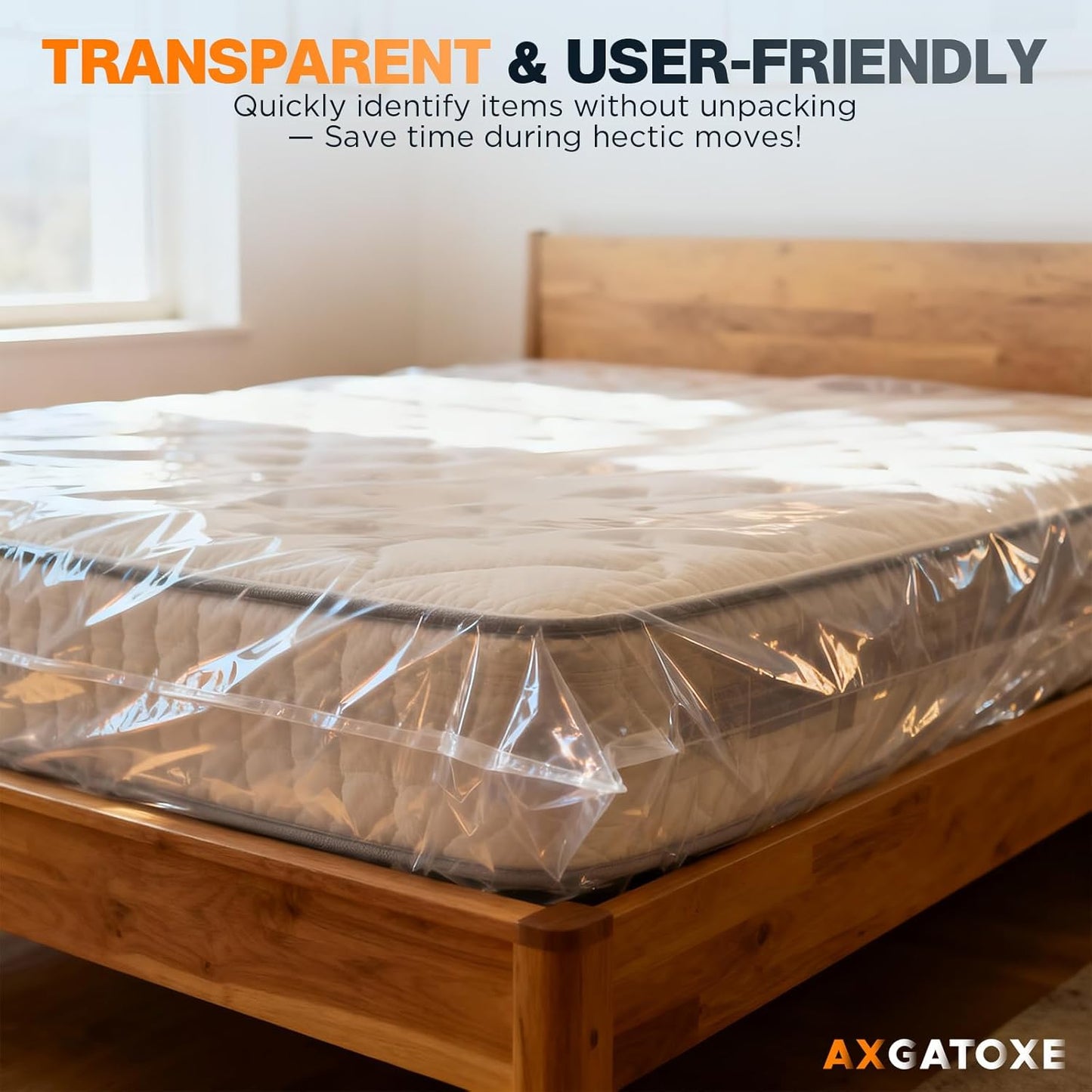 Plastic Mattress Bag - Waterproof Mattress Cover for Moving Supplies | Twin Size (1.5MIL)