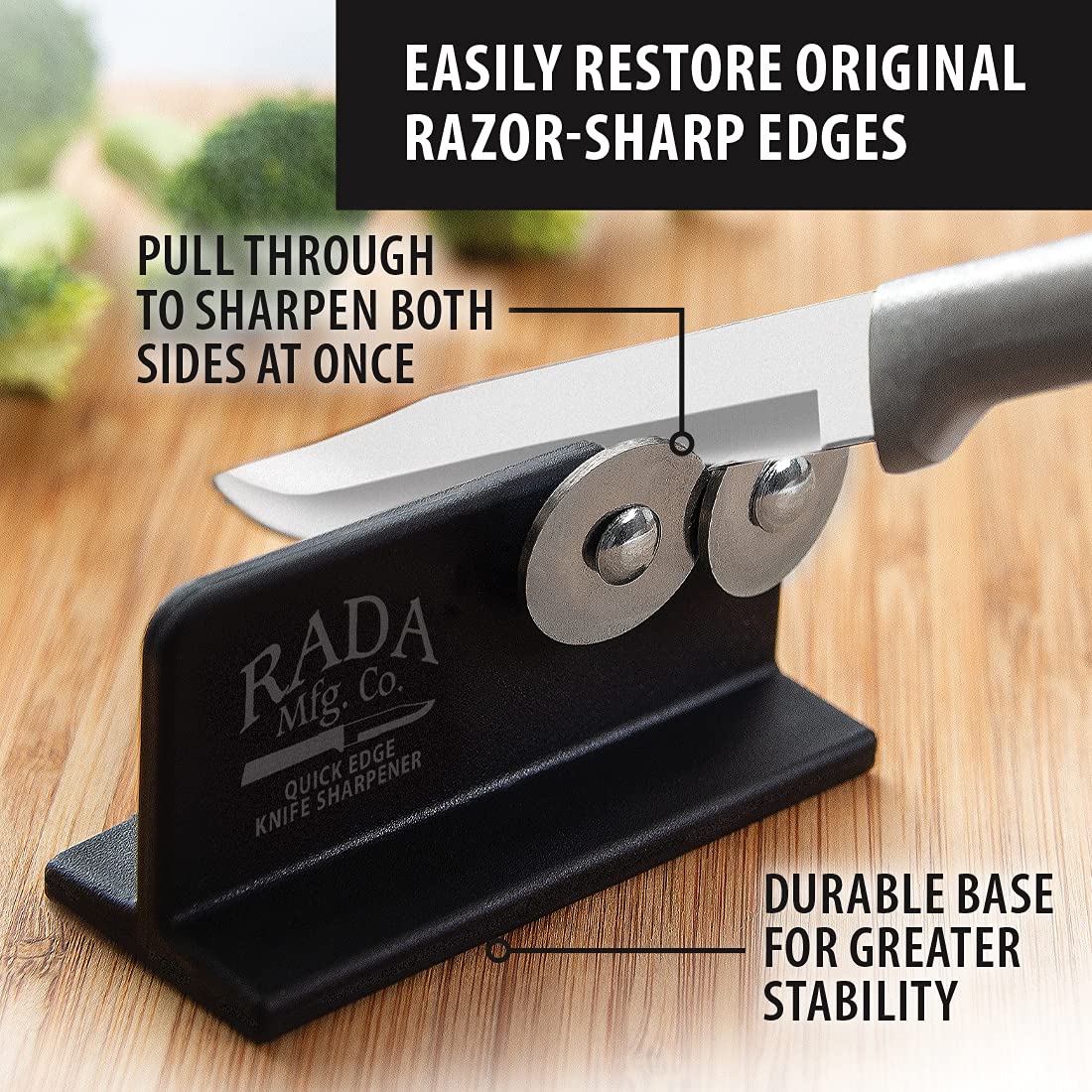 Rada Cutlery Prepare Then Carve Carving Black Handled Knife Gift Set eith Quick Edge Knife Sharpener