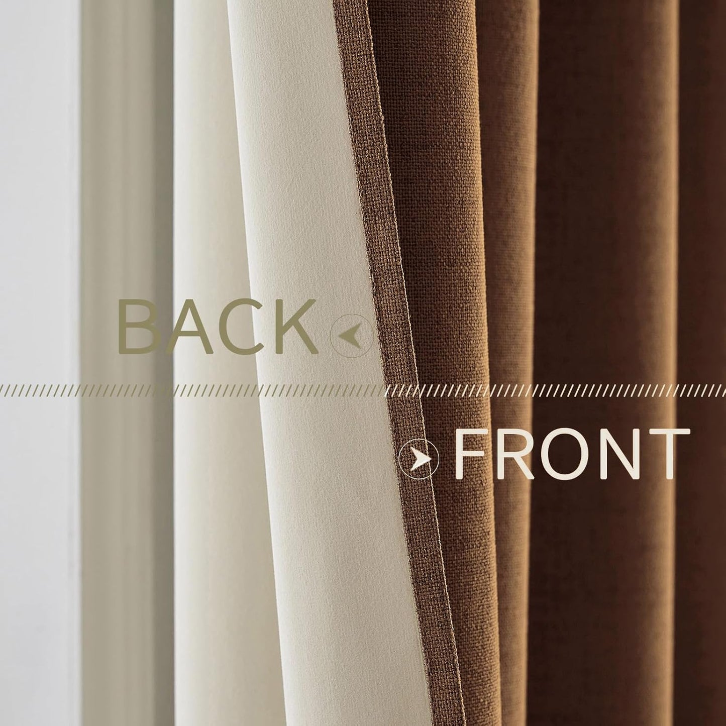 MIULEE Blackout Linen Curtains - Thermal Insulated Room Darkening Drapes | Brown, 52 x 45 Inch (2 Panels)