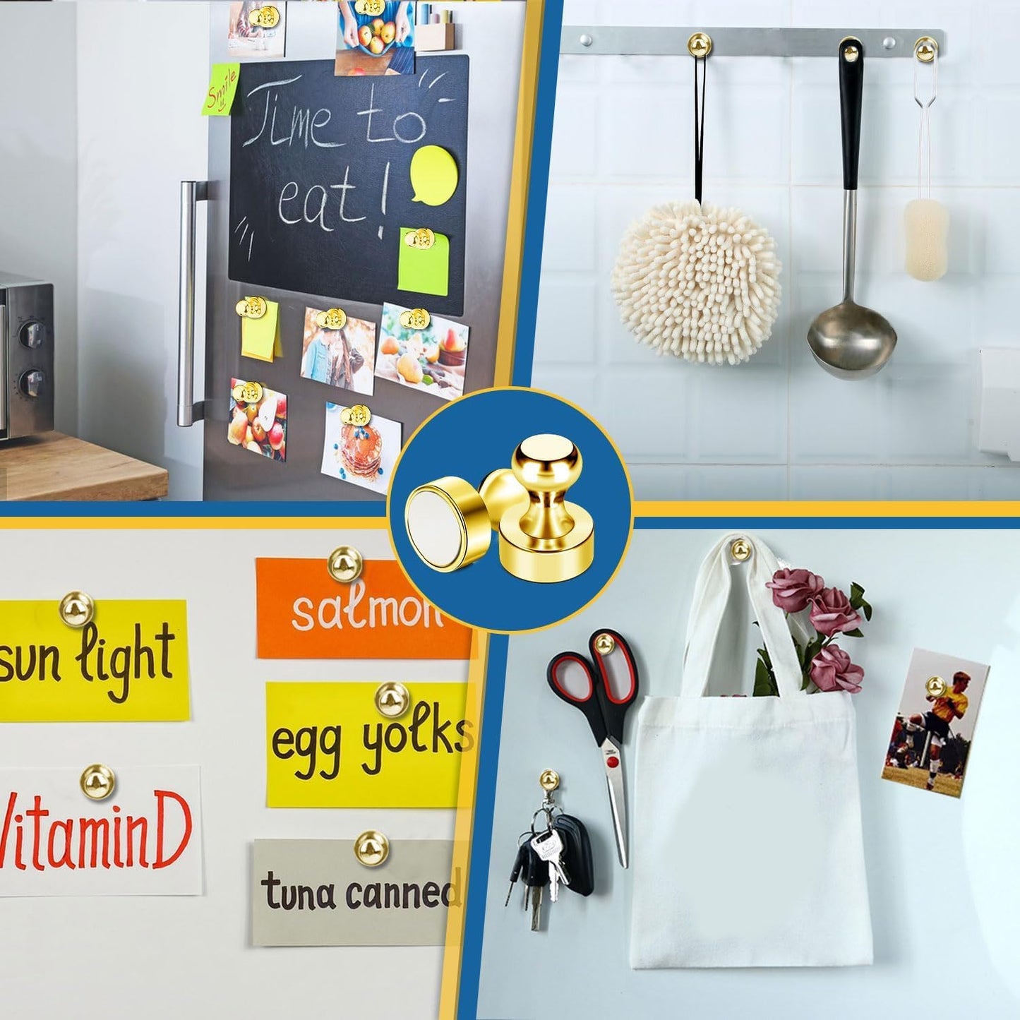 LOVIMAG Fridge Magnets 25 Pcs Refrigerator Whiteboard Small Strong Magnet Classroom Kitchen Accessories Decorative Locker Set Decor Must Haves Office Calendar Refrigerador Magnetic Cute Crafts Gold
