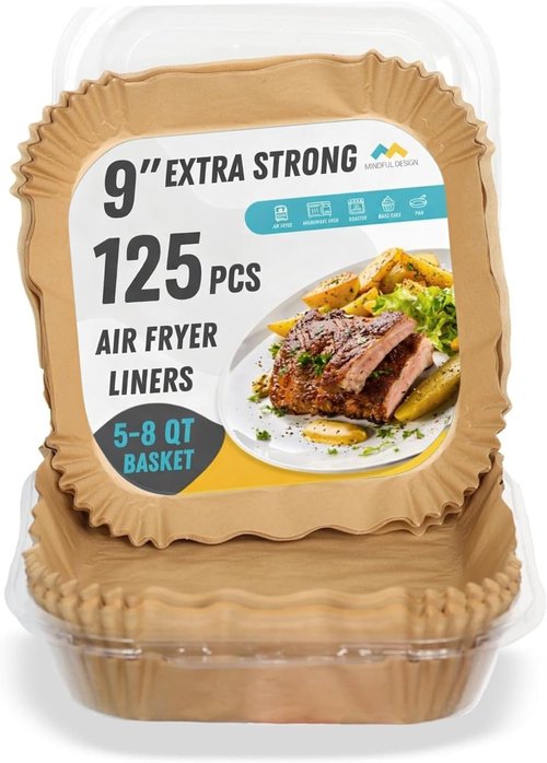 Air Fryer Liners | 125 Pack 8" Unbleached Non-Stick Parchment Paper for 5-8 QT Baskets