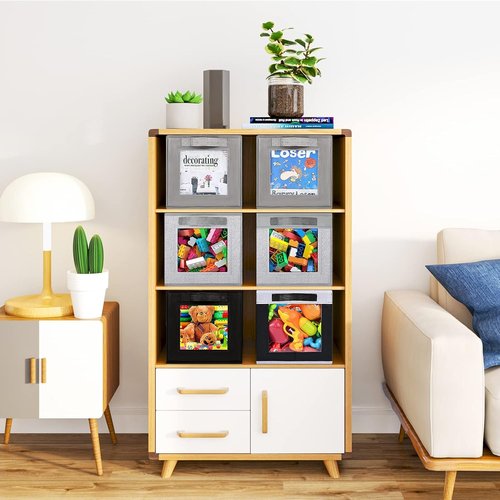 Homsorout Storage Bins - 11-Inch Fabric Cubes with Window | 3-Pack Linen Closet Organizers for Home & Office