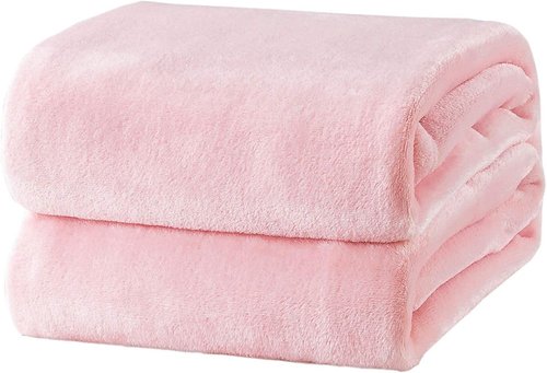 Bedsure GentleSoft Fleece Blanket - Cozy Pink Queen Size Plush Throw, Lightweight Microfiber 90x90 Inches