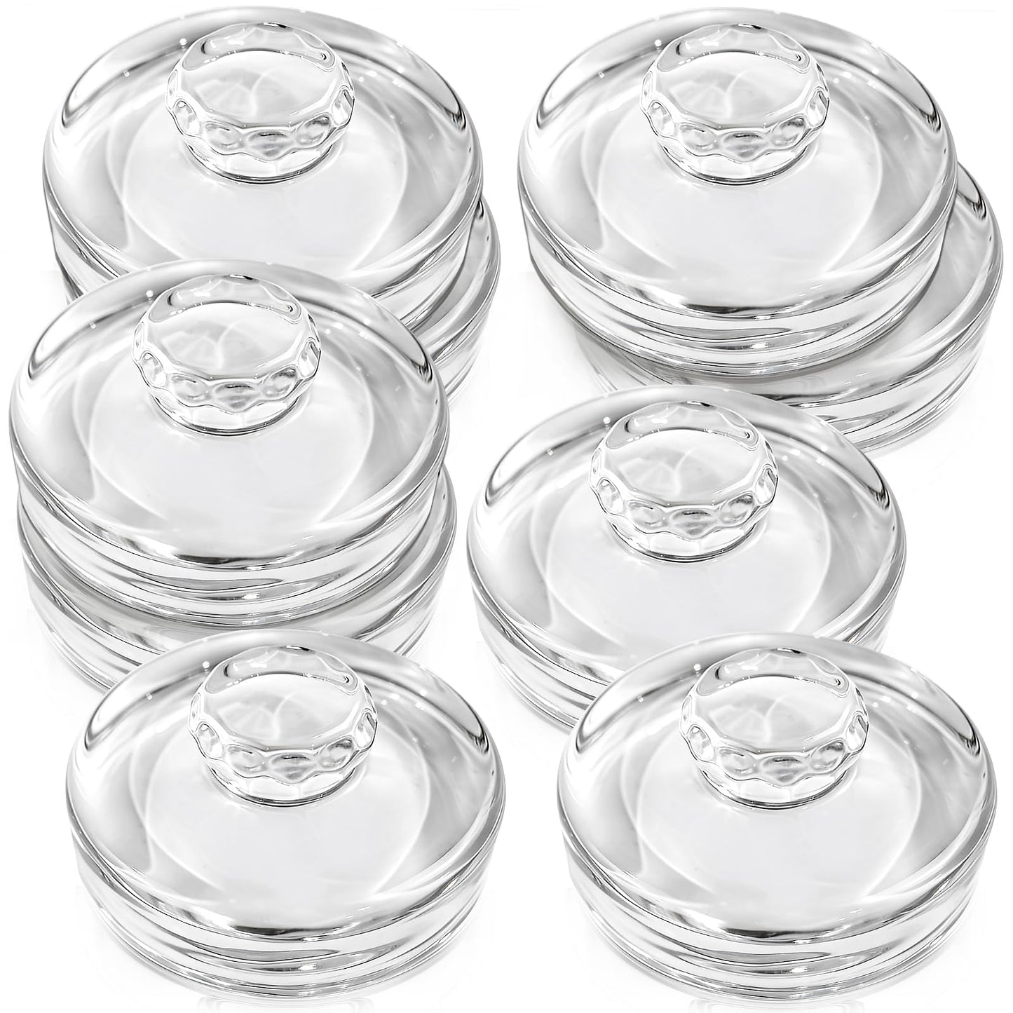Nexboraque 9 Pack Fermentation Glass Weights with Easy Grip Handles, Clear Canning Weights and Pickling Glass Weight for Wide Mouth Mason Jars, Fermenting Kit, Kimchi, Sauerkraut