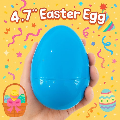 Coynurex 12 Pack 4.7" Large Easter Eggs, Fillable Plastic Easter Eggs in 6 Bright Colors, Separable Design for Mix & Match, Easter Egg Hunt Basket Stuffers