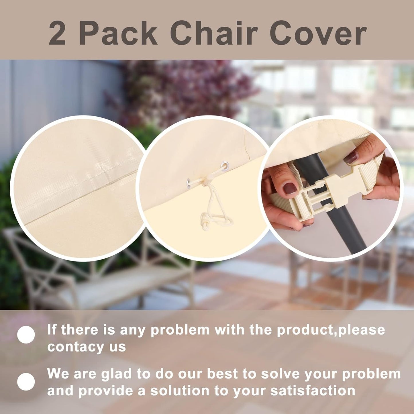 Patio Chair Cover - Skiennix 600D Heavy Duty Waterproof Outdoor Lounge Seat Covers | All-Weather Protection (2 Pack Small)