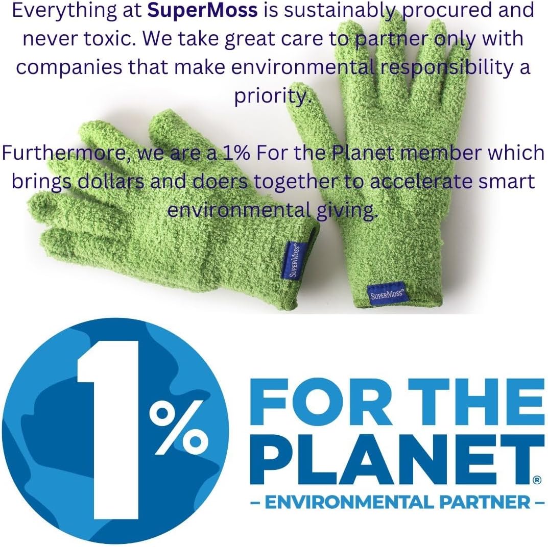 SuperMoss Microfiber Dusting Gloves - Gentle Leaf Shine & Cleaner for Houseplants | Reusable Green Mitts