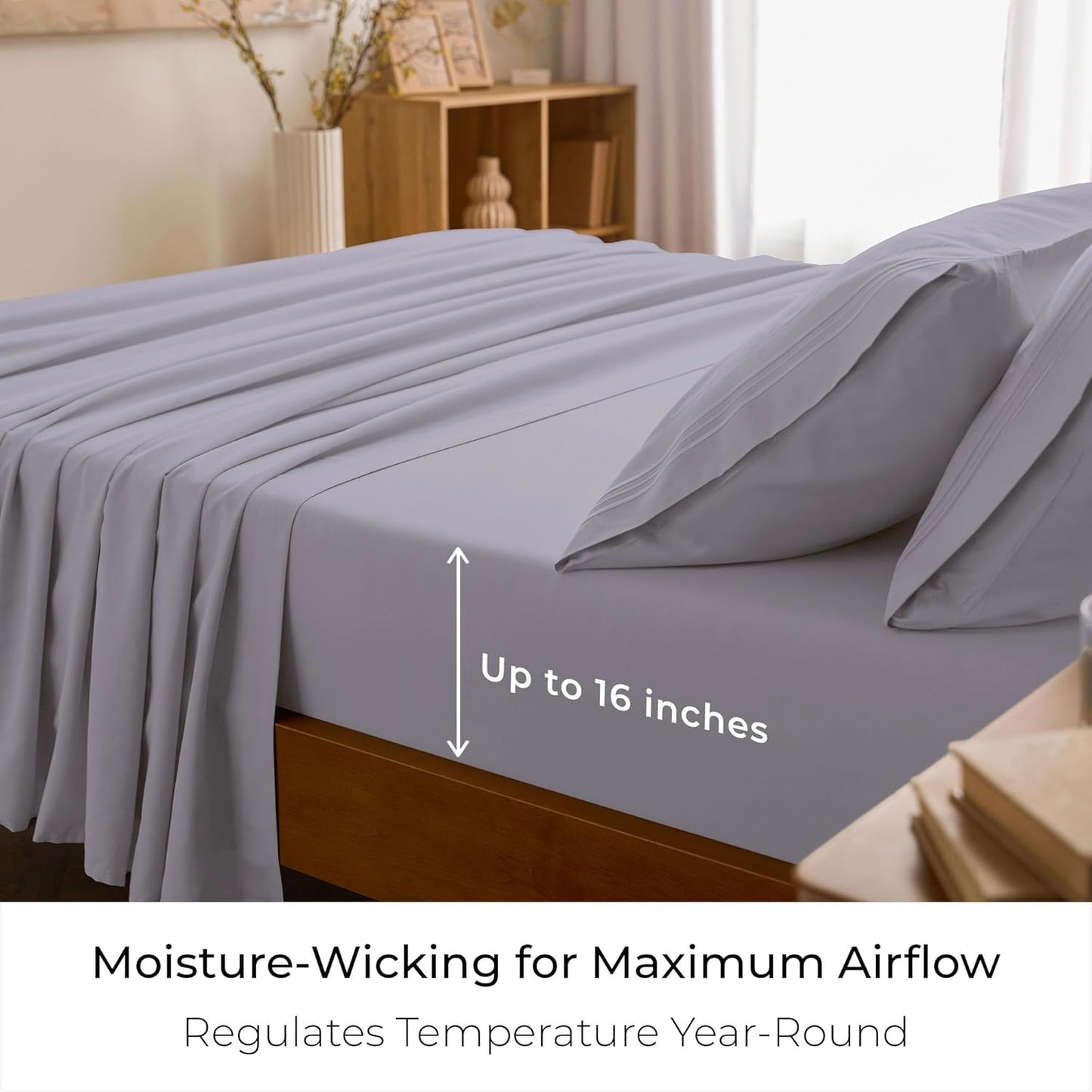 Mellanni Queen Sheets Set - 4 PC Luxury Bedding | Extra Soft, Cooling & Wrinkle Resistant (Queen, Lavender)