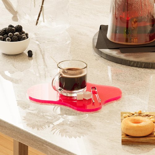 Acrylic Coaster Decorative Plates, Clear Cloud Shape bar Drink Coasters, Coffee Cup Coaster for Desk Accessories Office Home Decor,Perfect for Tabletop, Coffee Table, Kitchen, Bar(red)