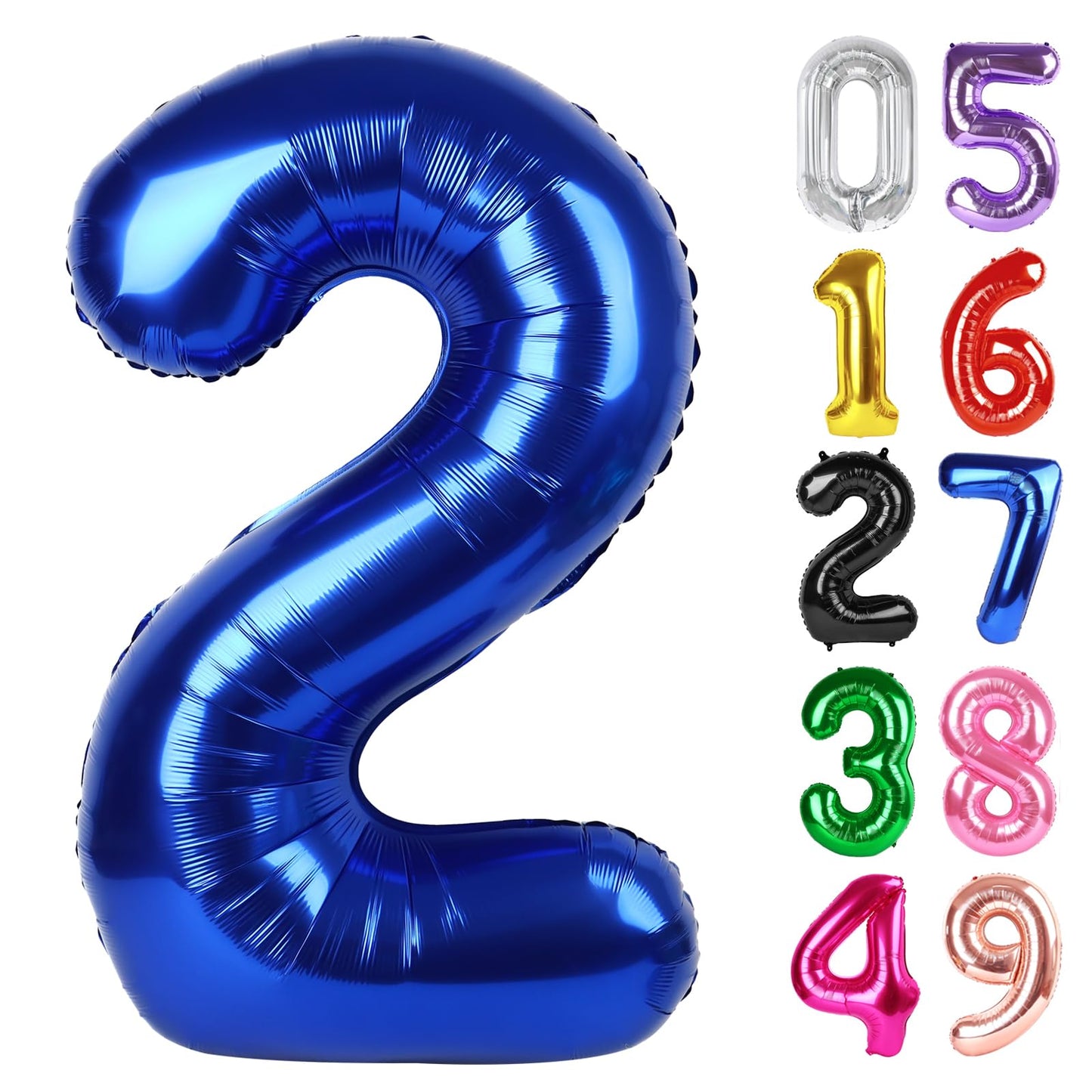 Night Blue Number 2 Balloon 40 Inch, 2nd Birthday Decoration for Toddlers Girls Boys, Sparkling 2 Number Balloon Party Decor