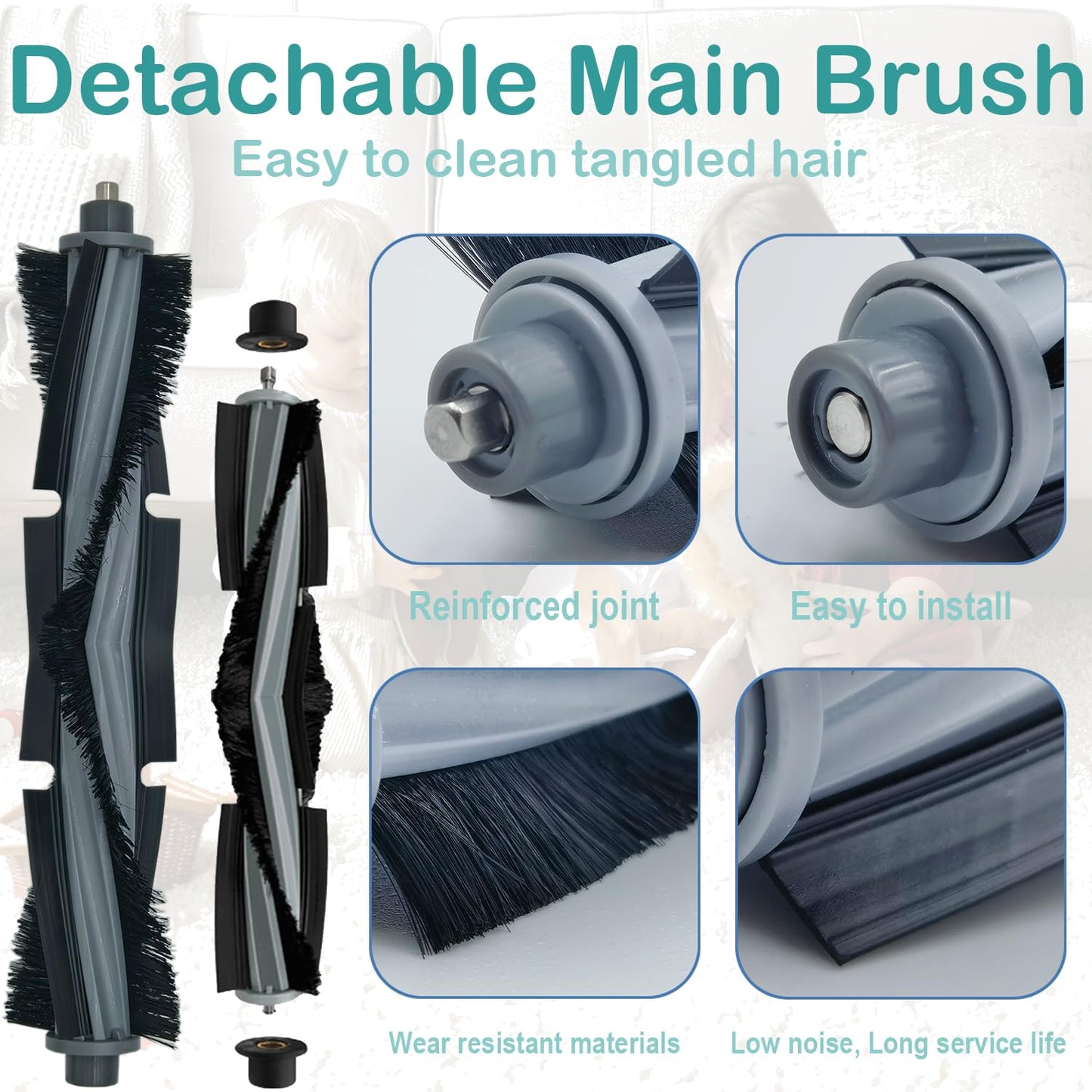 DEEBOT X2 Omni Replacement Parts for ECOVACS DEEBOT X2 Omni / X2 / X2 Pro / DEX86 Robot Vacuum, 2 Main Rubber Brush,4 Side Brush,4 Hepa Filters,4 Dust Bags,4 Mop Cloths