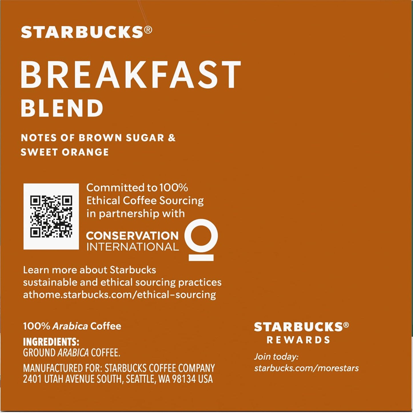 Starbucks K-Cup Pods - Breakfast Blend Medium Roast Coffee for Keurig | 30 Pods Total