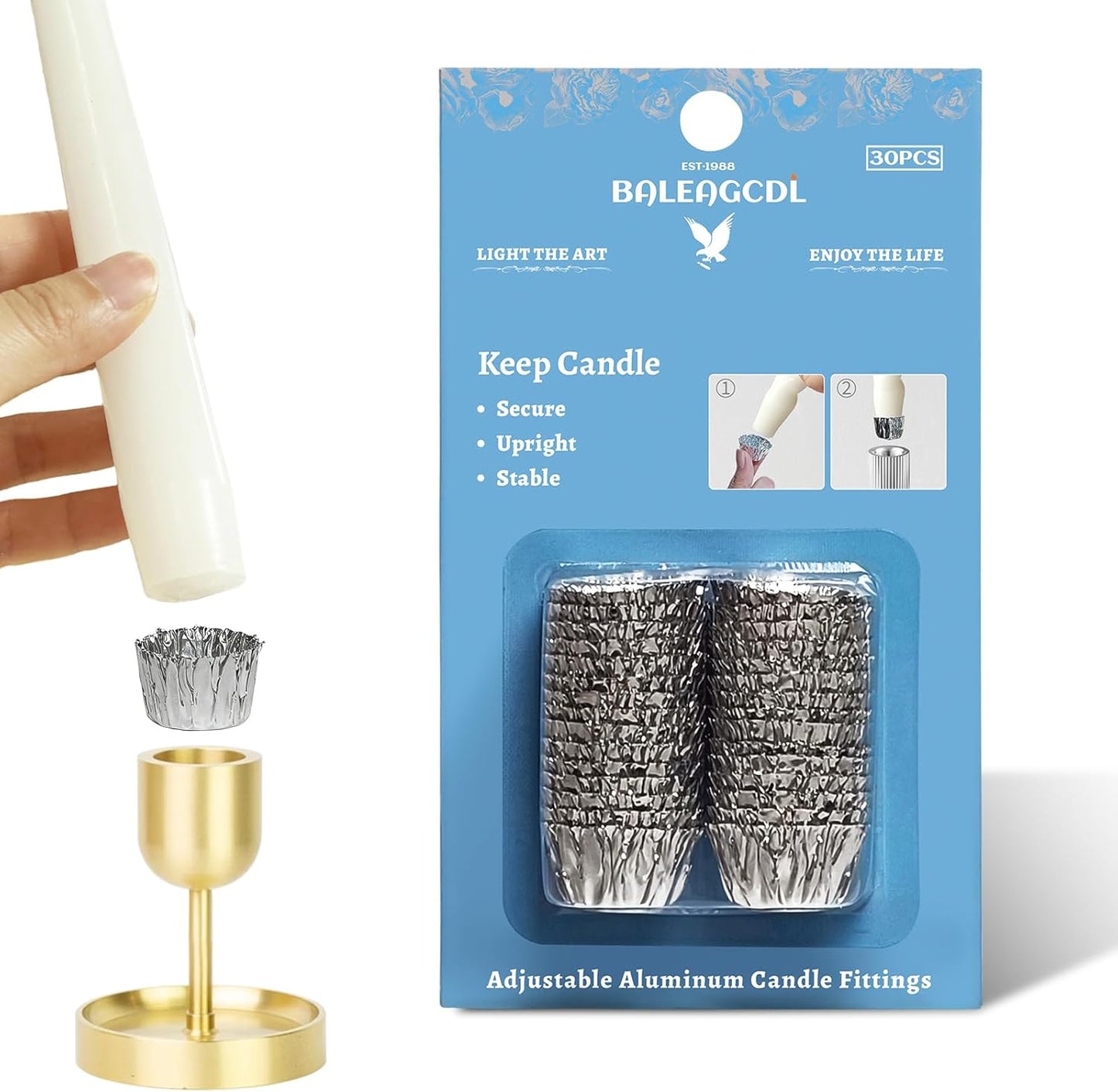 Skiennix Taper Candle Holder Liners - Protective Aluminum Foil for Weddings & Home Decor | 30 Pack