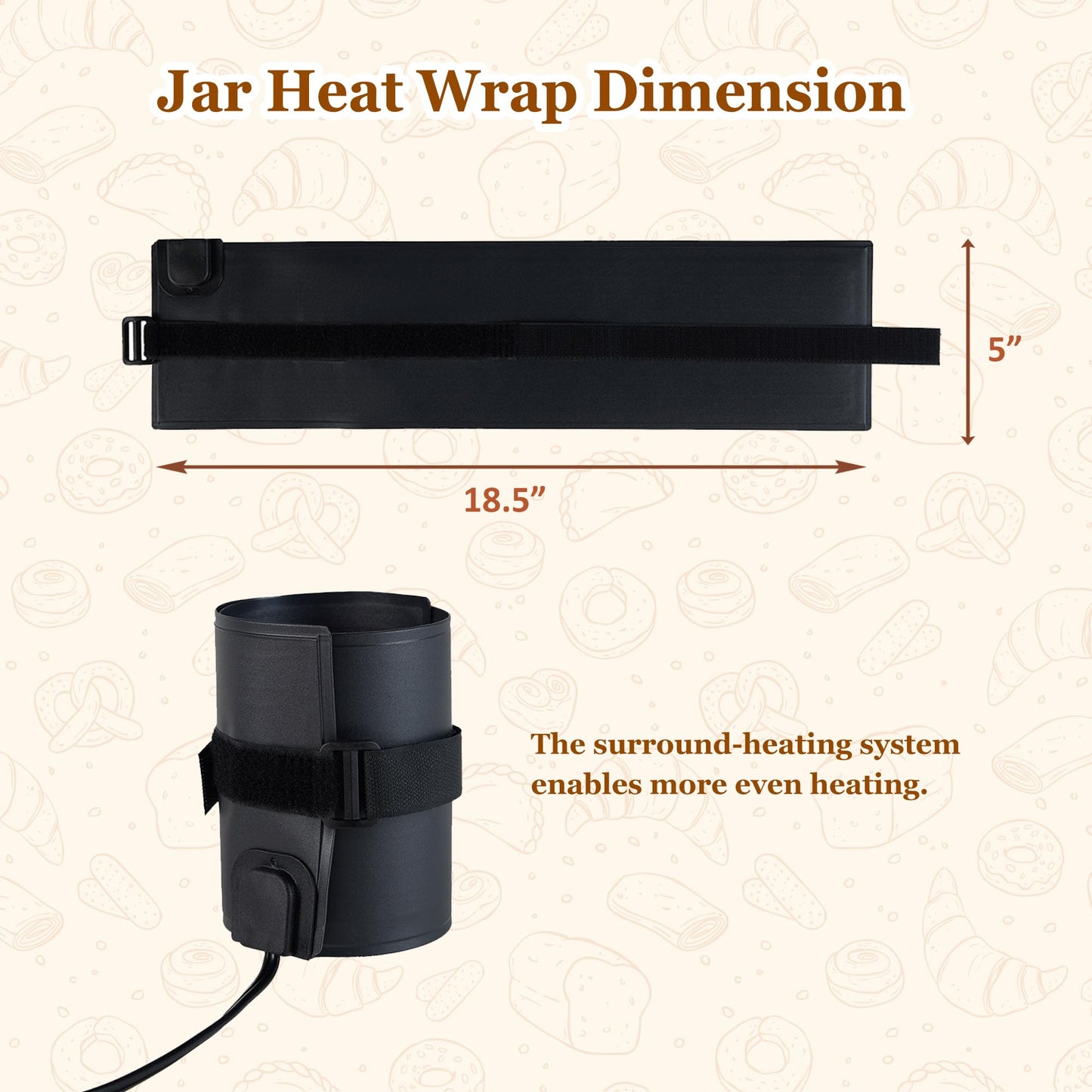 Sourdough Starter Warmer Wrap, Sourdough Starter Jar Heat Wrap, Sourdough Heating Warming Mat with Temperature Control(41-113℉) & 24H Timer, Dough Bread Warmer for Kitchen Baking (Rectangle)
