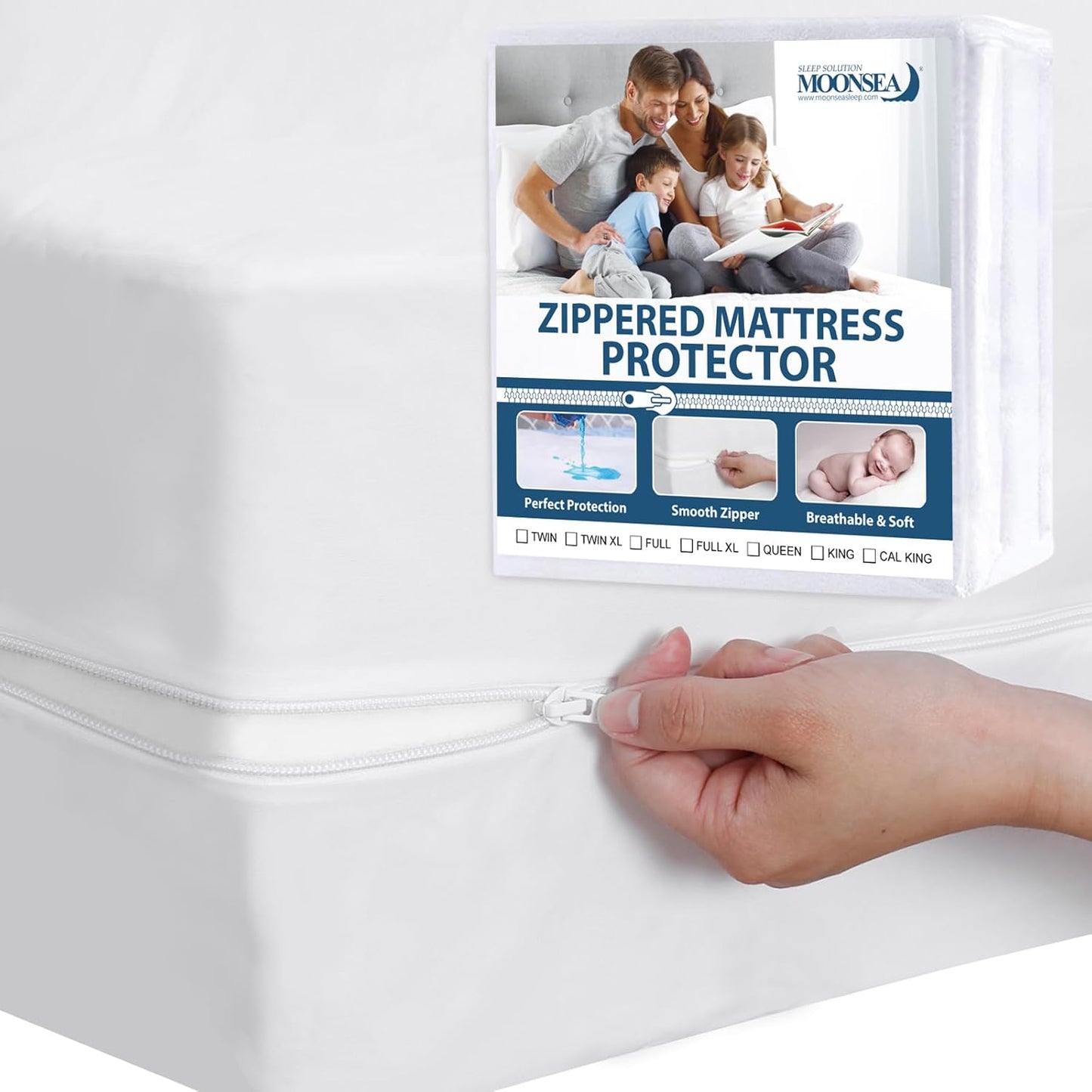 Skiennix Zippered Waterproof Twin XL Mattress Protector - 6-Sided Encasement for Ultimate Protection