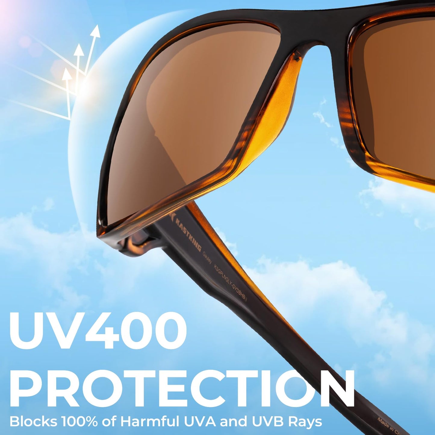 KastKing Gauley Polarized Sunglasses With PuriVex Protective Lens Coating, UV400 Wrap Design Fishing Sunglasses for Men & Women, Durable Grilamid Frame for Boating,Sailing,Cycling
