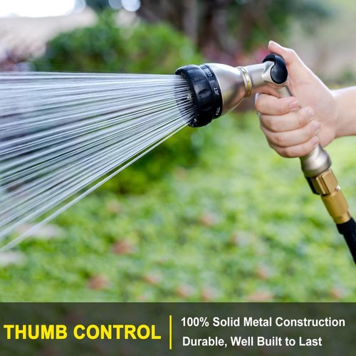 FANHAO Heavy Duty Garden Hose Nozzle - 100% Metal with 8 Spray Patterns for Efficient Watering & Cleaning