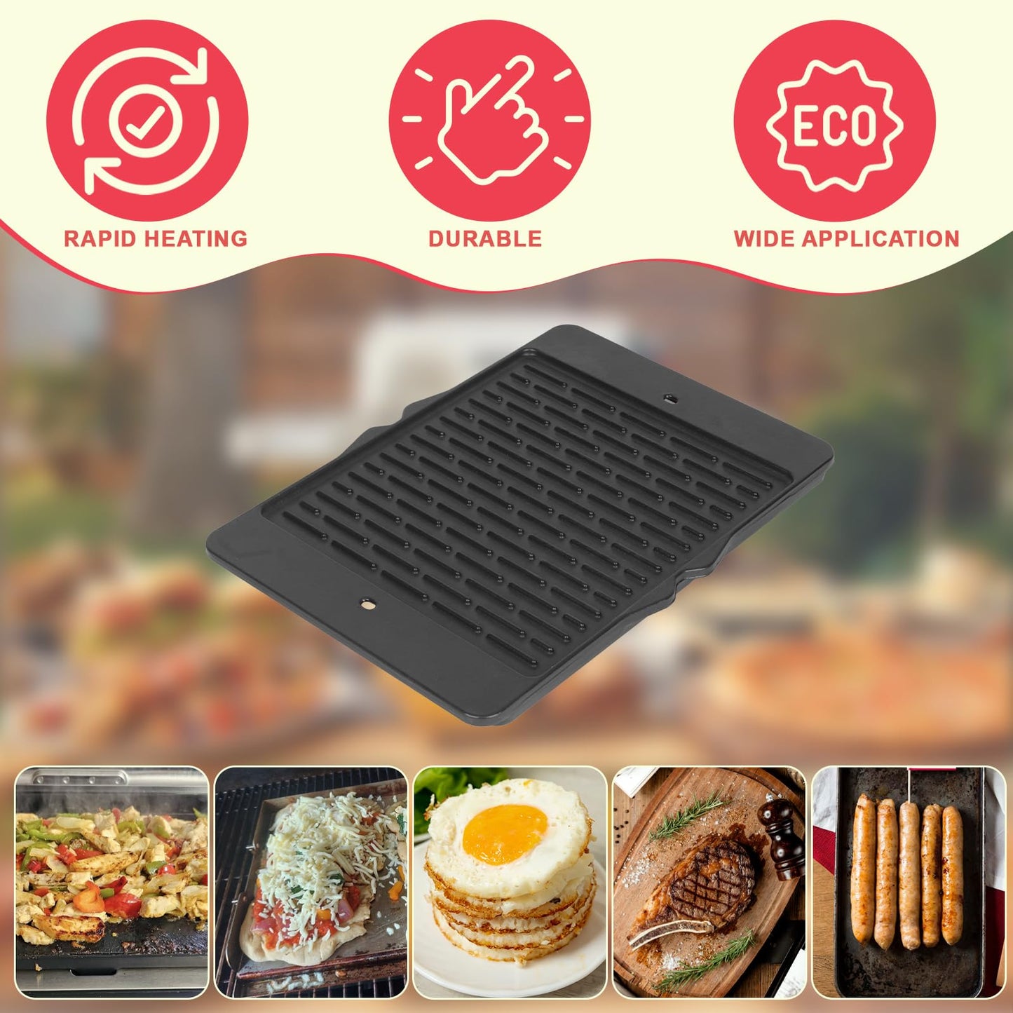 Cast Iron Reversible Griddle for Camp Chef, Universal Stove Top Griddle for Most 4 Burner Stove/Charcoal/Gas/Propane/Electric Grill Pan, Large Flat Top Plate for Outdoor Camping Accessories,16" x 24"
