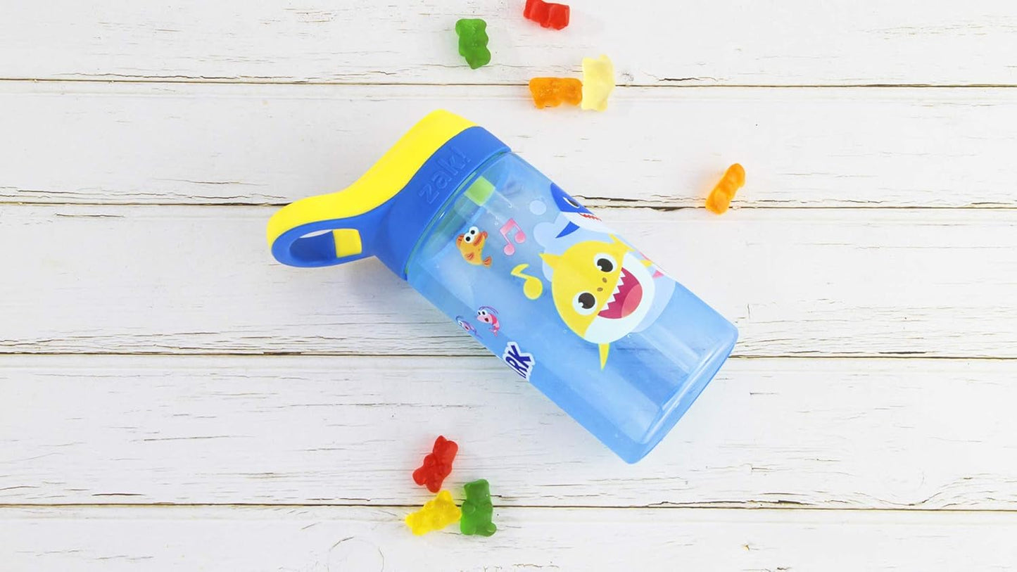 Zak Designs Baby Shark Water Bottle - Durable, Leak-Proof Design with Straw & Carrying Loop | 16 oz