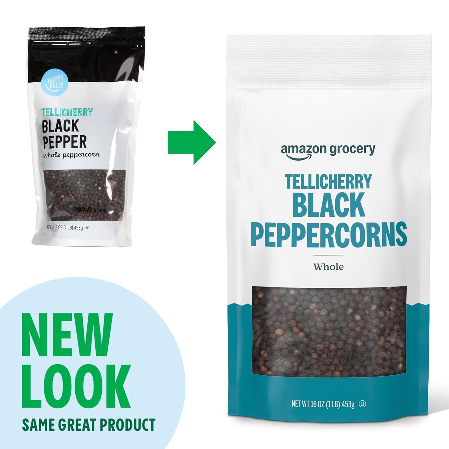 Tellicherry Whole Black Peppercorn - Premium Flavor Enhancer | 16 Oz by Amazon Grocery