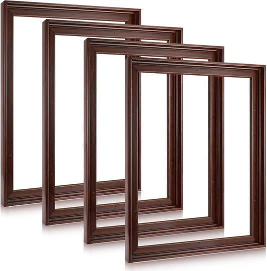 Soaoo 4 Pcs Canvas Floater Frames Floating Canvas Frame 0. 9" Deep Artwork for Paintings with Hardware Kit Included for Wall Prints Painting, Assemble Required(16'' x 20'',Brown)
