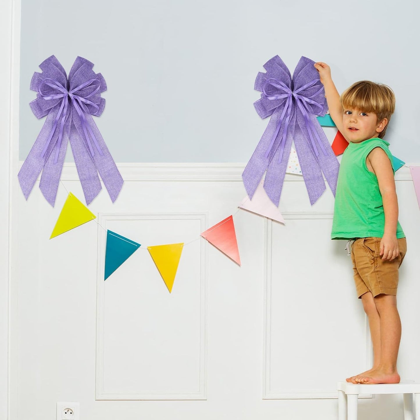 YKW Large Purple Burlap Bow - Elegant 20x11 Inch Wreath Decor for Weddings & Holidays