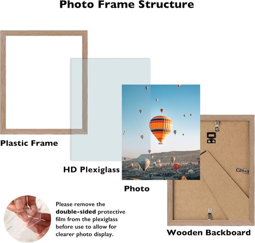 JCJMY 11x12 Rustic Brown Picture Frame - Versatile Wall Hanging or Tabletop Display | Shatter Resistant Plexiglass