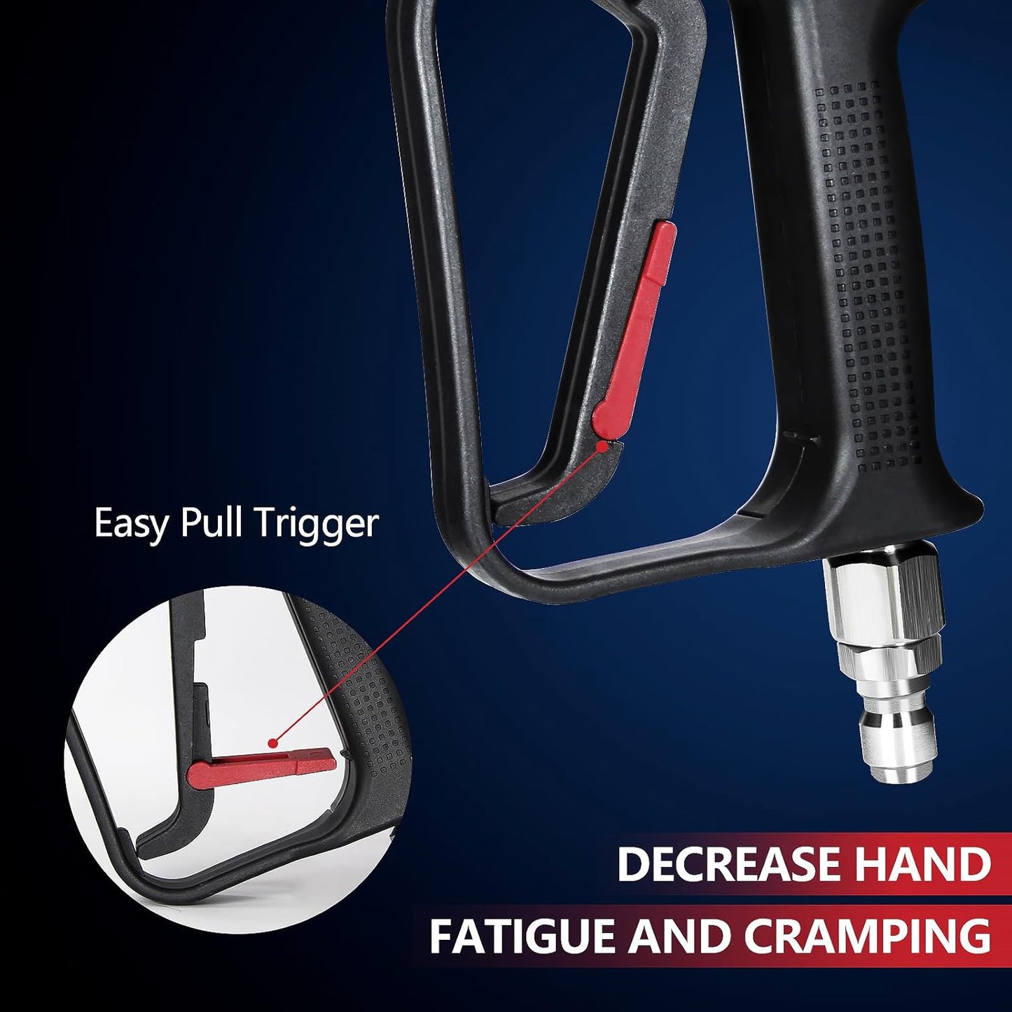 Short Pressure Washer Gun - 4000 PSI Power Washer with Swivel & Quick Connect for Car Wash | M22 14mm/15mm