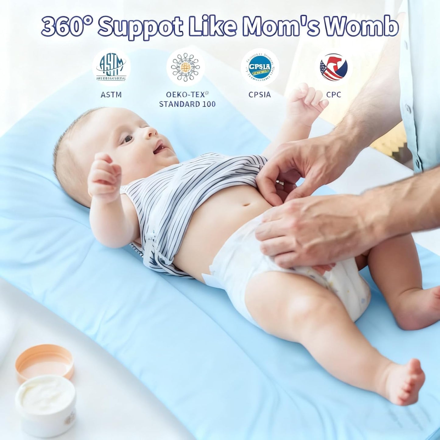 Skiennix 100% Cotton Baby Lounger - Washable Play Mat & Tummy Time Mat for Newborns (0-24 Months) | Blue
