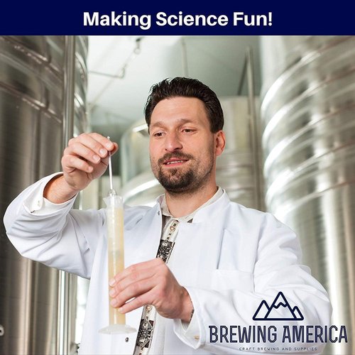 Brewing America Glass Hydrometer Test Tube Jar & Cylinder Brush - Narrow Flask for Alcohol by Volume Test - Moonshine, Homebrew Beer, Home Wine Making Kits, Borosilicate Glass 3.3