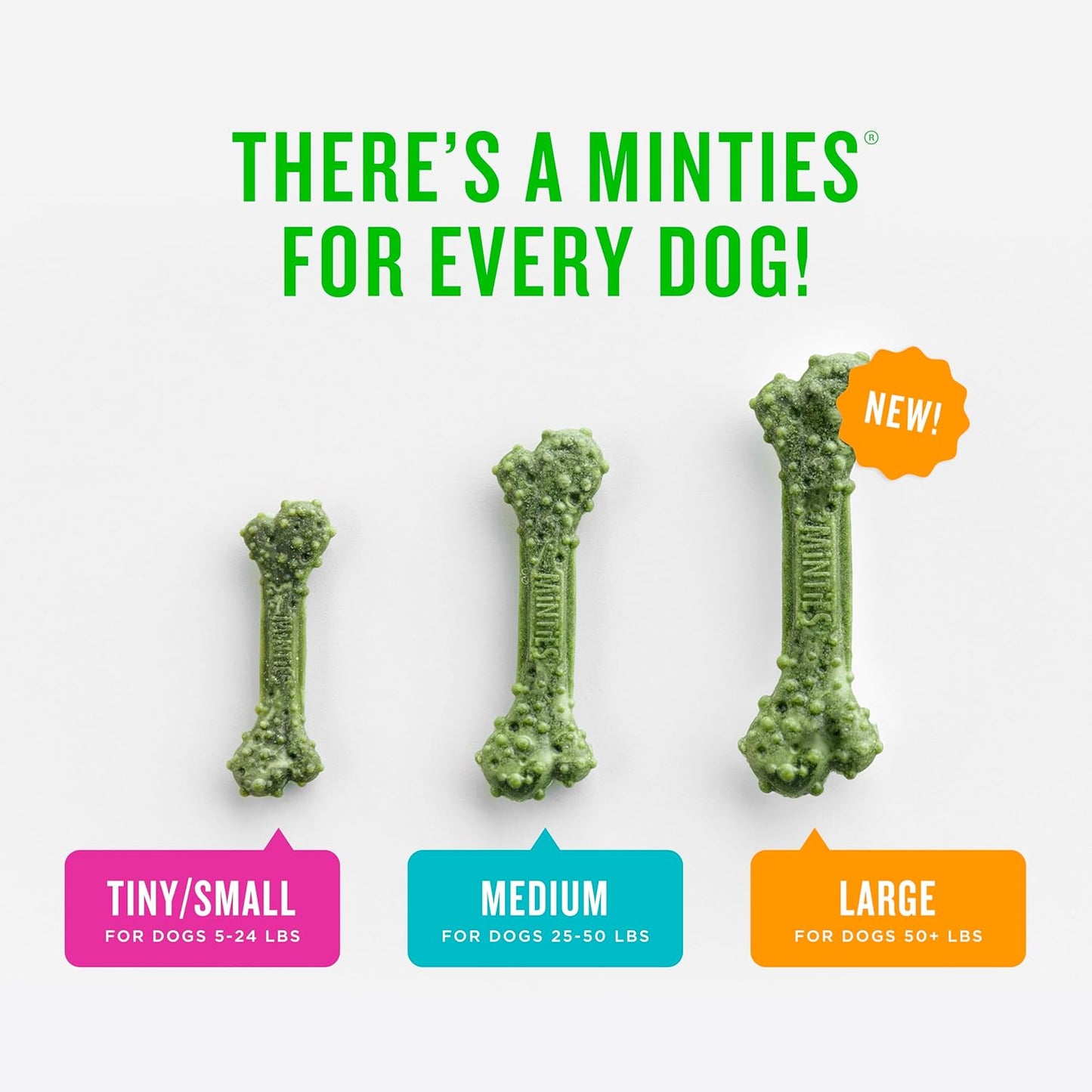 Minties Dog Dental Bone Treats - Tiny/Small Size, 16 Ounces | Cleans Teeth & Freshens Breath, 40 Count