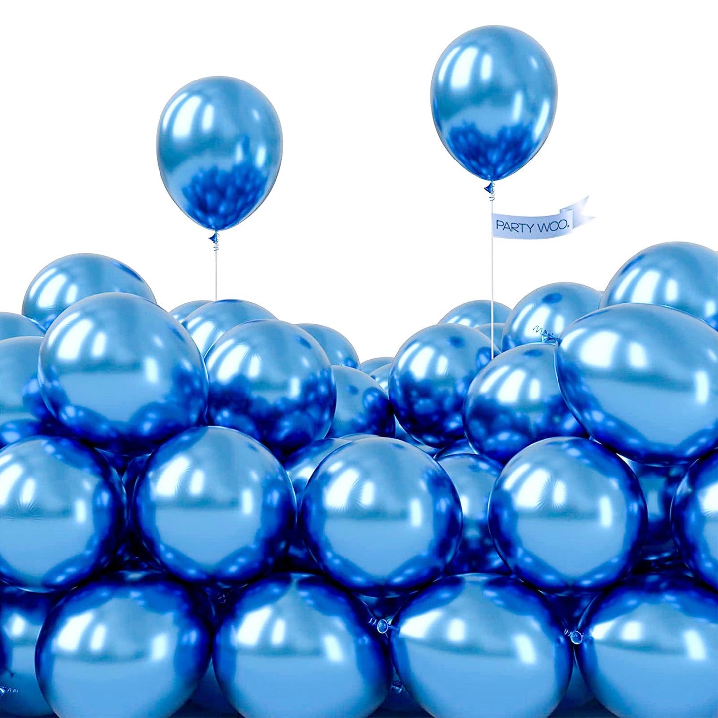 PartyWoo Metallic Blue Balloons 100pcs 5 Inch Small Mini Chrome Blue Latex Balloons for Graduation Wedding Baby Shower Engagement Baby Shower Wedding Bachelorette Birthday Party Decorations Blue-G106