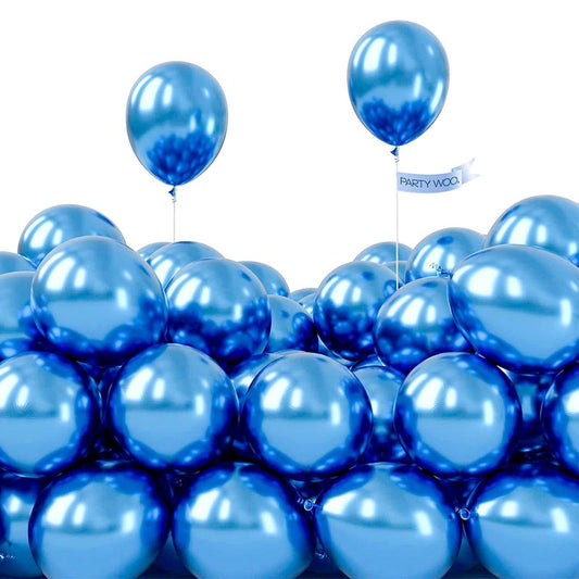 PartyWoo Metallic Blue Balloons 100pcs 5 Inch Small Mini Chrome Blue Latex Balloons for Graduation Wedding Baby Shower Engagement Baby Shower Wedding Bachelorette Birthday Party Decorations Blue-G106