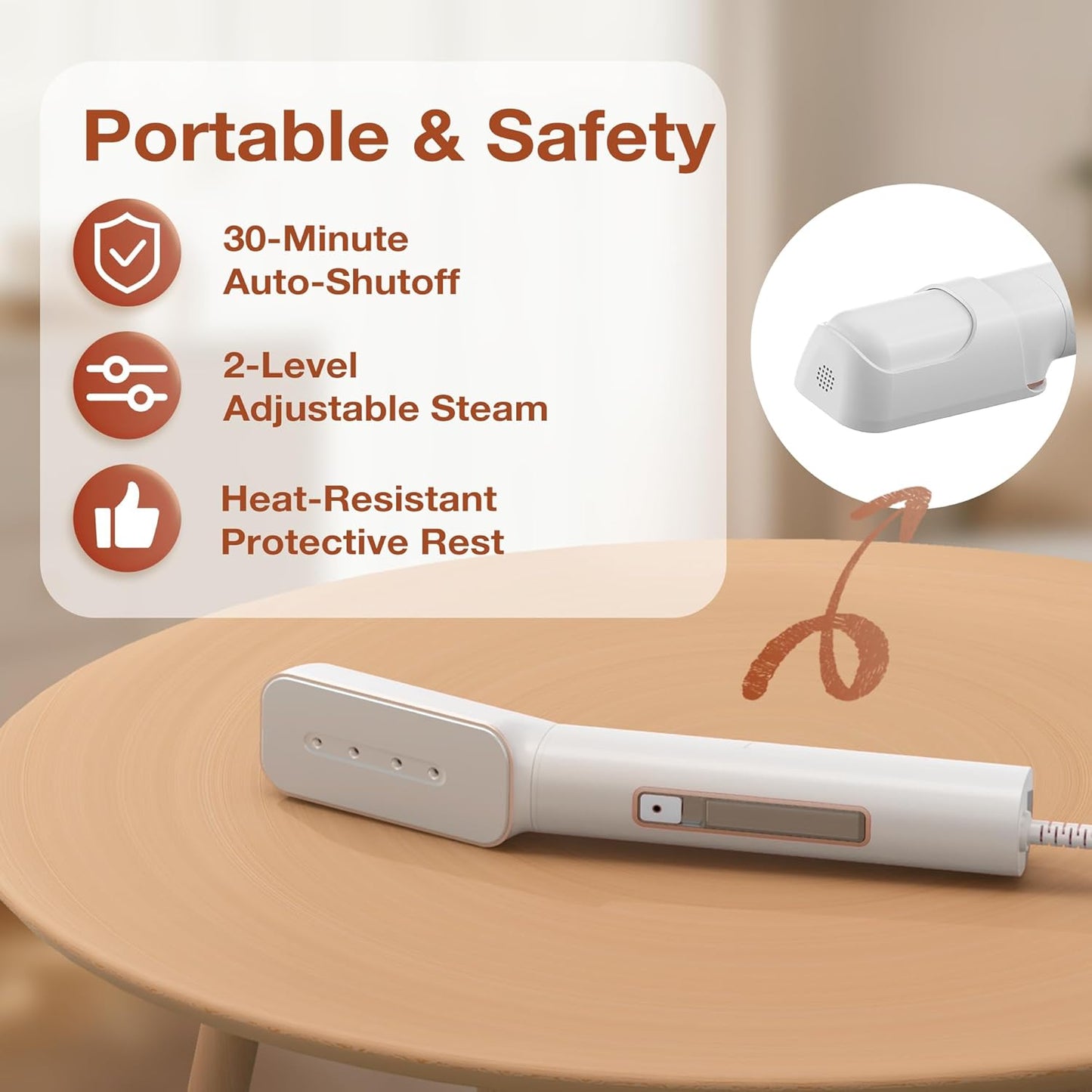 Newbealer Travel Iron - 2-in-1 Clothes Steamer & Dry Iron with Non-Stick Ceramic Soleplate | Gold, 100-240V