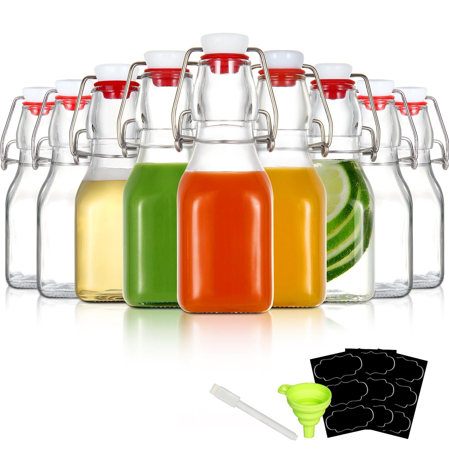 YEBODA 4oz Swing Top Glass Bottles,Small Flip Top Glass bottles with airtight Caps for Home Brewing,Kombucha,2nd Fermentation,Kefir,Beverages,Soda,Oils,Vinegar,Limoncello,Vanilla extract 9 Pack
