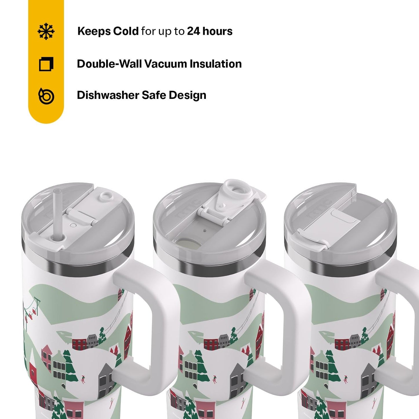 RTIC Road Trip Tumbler Double-Walled Insulated Stainless Steel Portable Travel Coffee Mug Cup with Lid, Handle and Straw