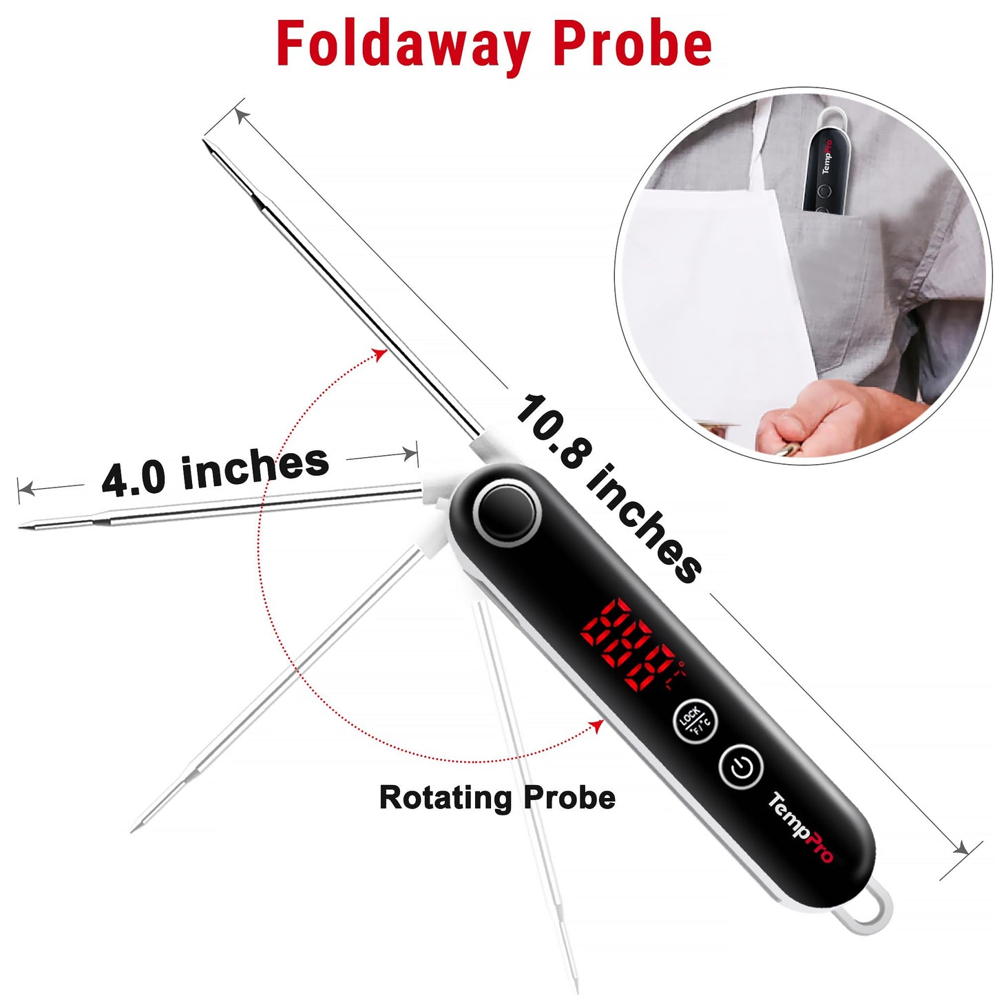 TempPro TP18 Instant Read Meat Thermometer Digital with Thermocouple Sensor, Cooking Food Thermometer for Grill, Smoker, BBQ, Oil Deep Frying, Candy, Kitchen Thermometer (Previously ThermoPro)