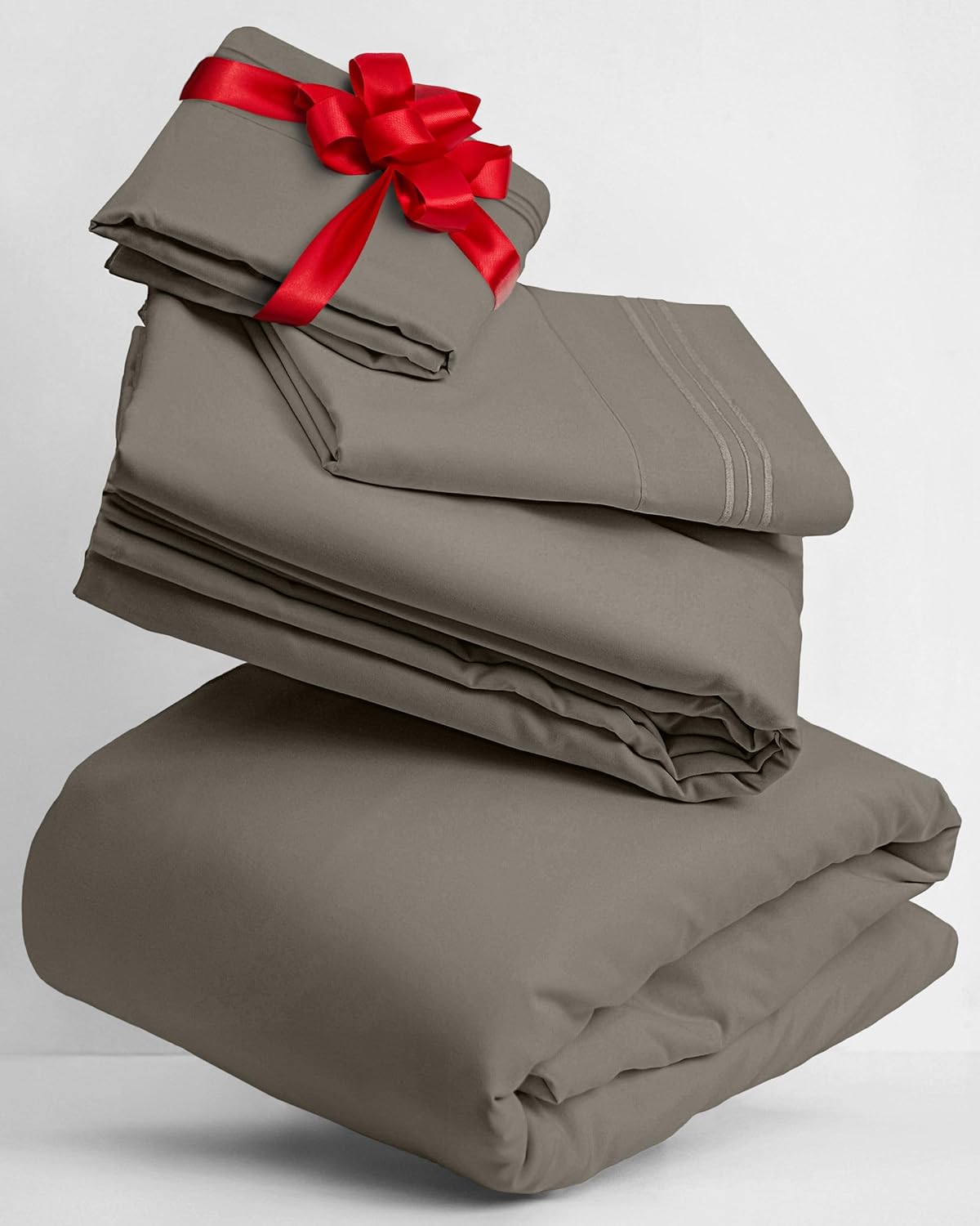 Mellanni Twin XL Sheets Set - 3 PC Hotel Luxury Bedding | Extra Soft, Cooling, Wrinkle-Resistant (Taupe)