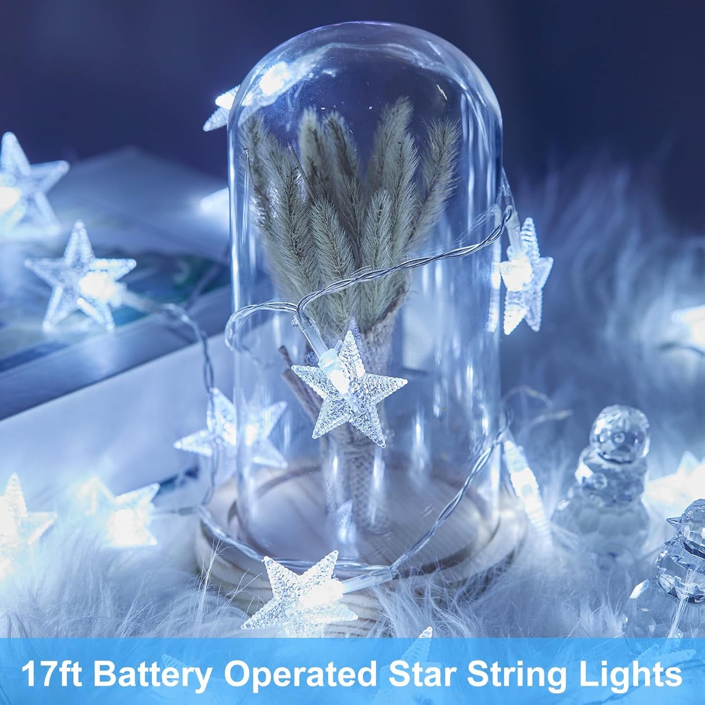 200 LED Fairy Lights with Remote & Timer - 16.4Ft Silver Wire Twinkle Lights for Indoor Christmas, Wedding & Party Decor