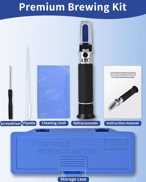 CIMALAB Brix Refractometer, Brix Meter Refractometer with ATC, Dual Scale Refractometer Brix 0-32% & Specific Gravity 1.000-1.130, Lab Refractometer for Wine Making, Beer Brewing, Fruit, Sugar Content