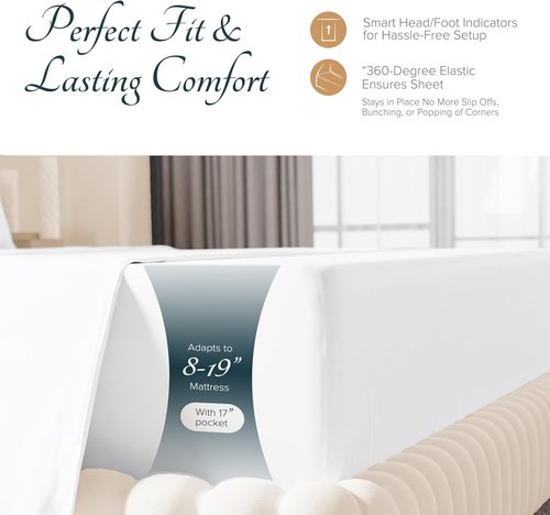 Carressa Linen King Size Sheets Set | Luxury 1500 Series Egyptian Cotton, 4 PC, Heliconia Collection, 17" Deep Pocket