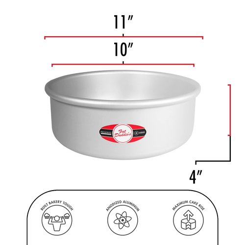 Fat Daddio's PRD-104 Round Cake Pan, 10 x 4 Inch, Silver