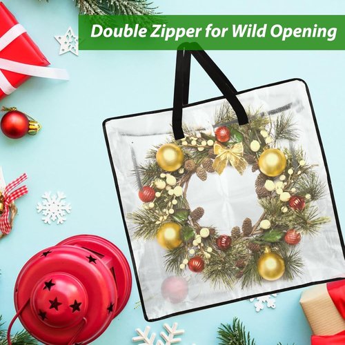 Clear Wreath Storage Container by [Brand Name] - 24 Inch, 8 Pack with Zipper & Sturdy Handles for Seasonal Decor